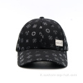 Tappo da baseball di stampa di sublimazione nera con badge metallico